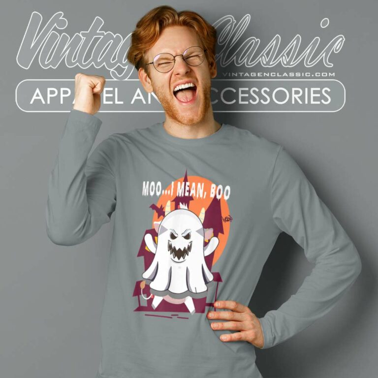Pumpkin Moon Moo I Mean Boo Cow Ghost Halloween Long Sleeve Tee Pumpkin Moon Moo I Mean Boo Cow Ghost Halloween Long Sleeve Tee