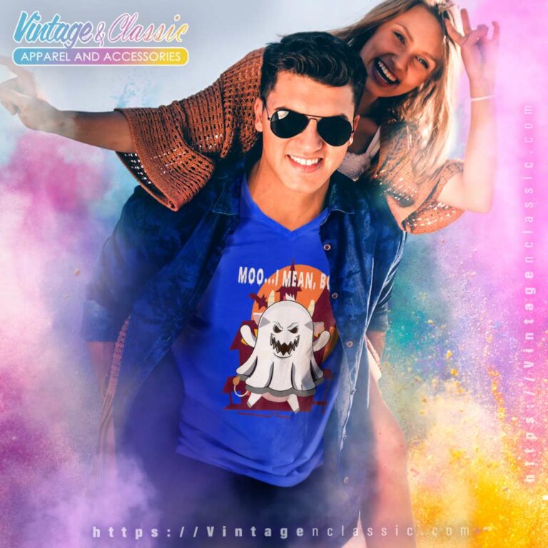 Pumpkin Moon Moo I Mean Boo Cow Ghost Halloween V Neck TShirt Pumpkin Moon Moo I Mean Boo Cow Ghost Halloween V Neck TShirt