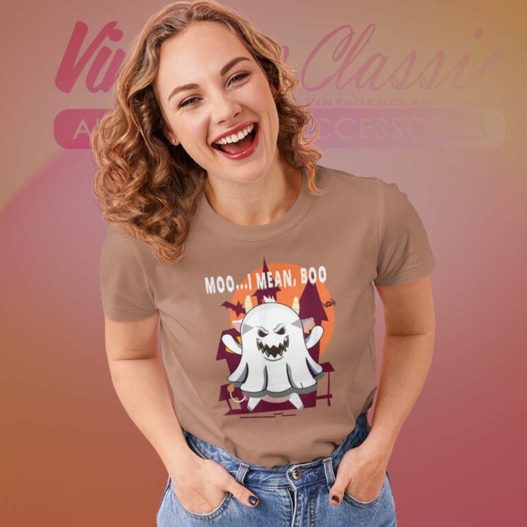 Pumpkin Moon Moo I Mean Boo Cow Ghost Halloween Women TShirt Pumpkin Moon Moo I Mean Boo Cow Ghost Halloween Women TShirt
