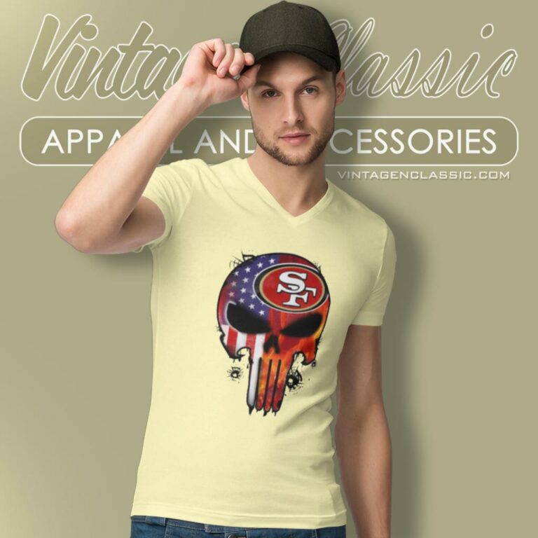 Punisher Skull San Francisco 49ers V Neck TShirt Punisher Skull San Francisco 49ers V Neck TShirt