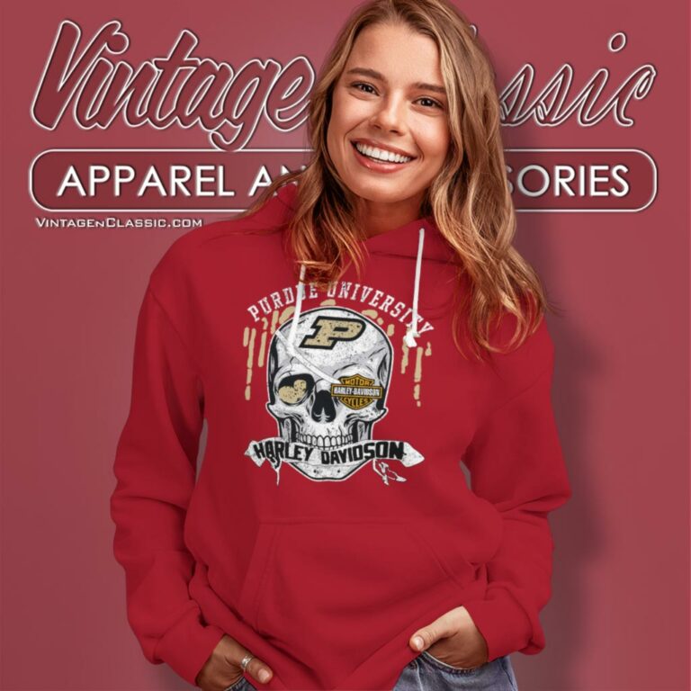 Purdue University Harley Davidson Skull Hoodie Purdue University Harley Davidson Skull Hoodie