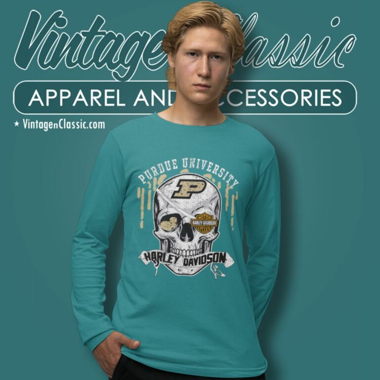 Purdue University Harley Davidson Skull Long Sleeve Tee Purdue University Harley Davidson Skull Long Sleeve Tee