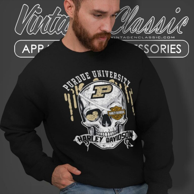 Purdue University Harley Davidson Skull Sweatshirt Purdue University Harley Davidson Skull Sweatshirt