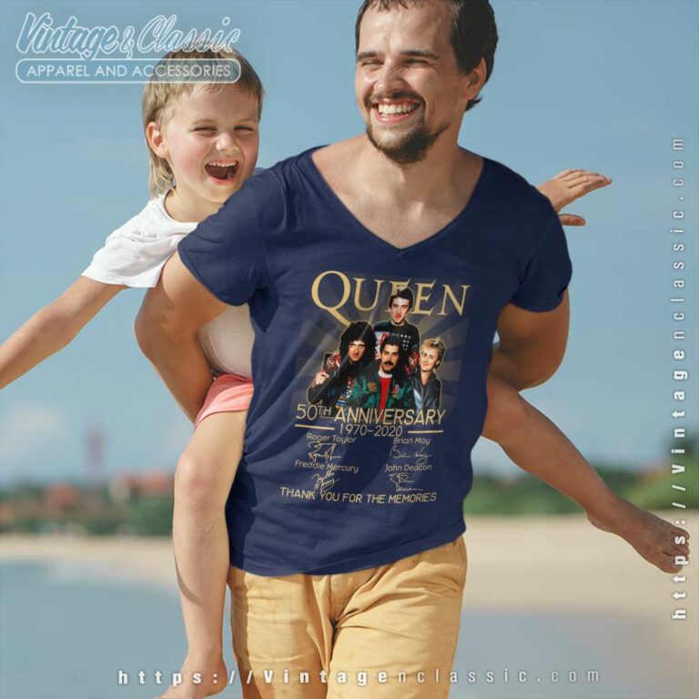 Queen 50th Anniversary V Neck TShirt Queen 50th Anniversary V Neck TShirt
