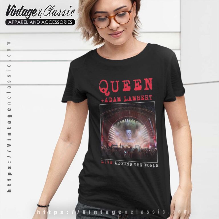 Queen Adam Lambert Live Around The World Stage Photo Shirt Queen Adam Lambert Live Around The World Stage Photo Shirt