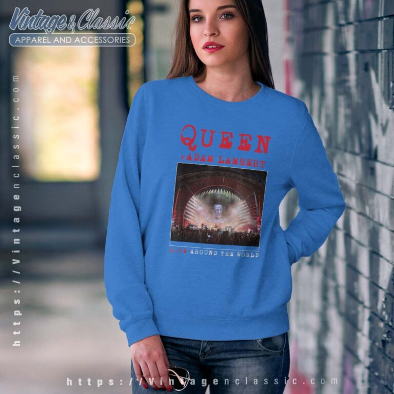 Queen Adam Lambert Live Around The World Stage Photo Sweatshirt Queen Adam Lambert Live Around The World Stage Photo Sweatshirt