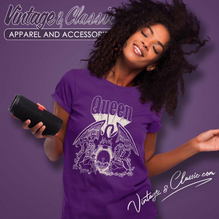 Queen Crest Glitter Boyfriend Fit Girls Women TShirt Queen Crest Glitter Boyfriend Fit Girls Women TShirt