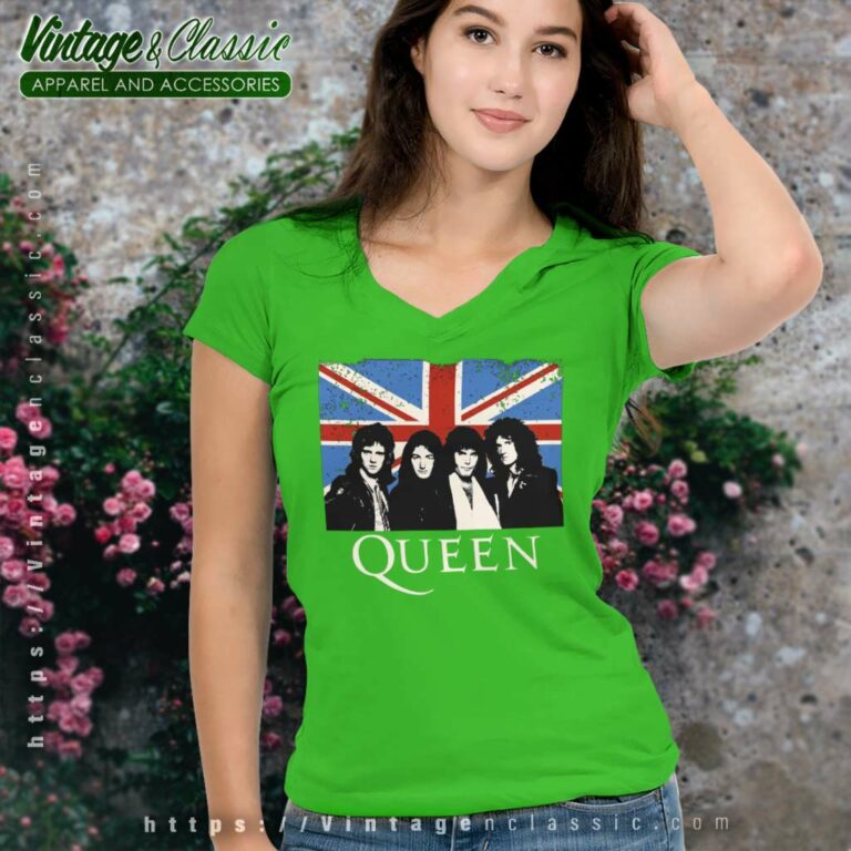 Queen Union Flag V Neck TShirt Queen Union Flag V Neck TShirt