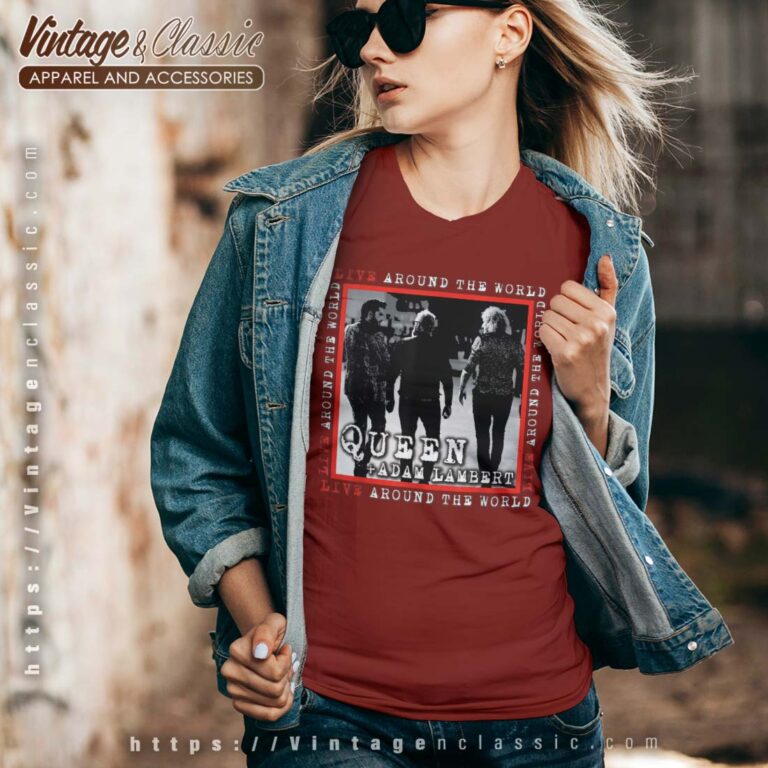 Queen X Adam Lambert Live Around The World Vneck Queen X Adam Lambert Live Around The World Vneck