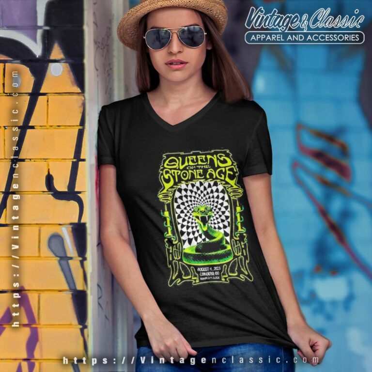 Queens Of The Stone Age Aug 4 2023 Toronto On V Neck TShirt Queens Of The Stone Age Aug 4 2023 Toronto On V Neck TShirt