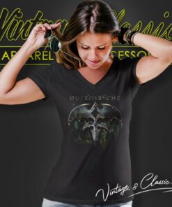 Queensryche Logo Black V Neck TShirt