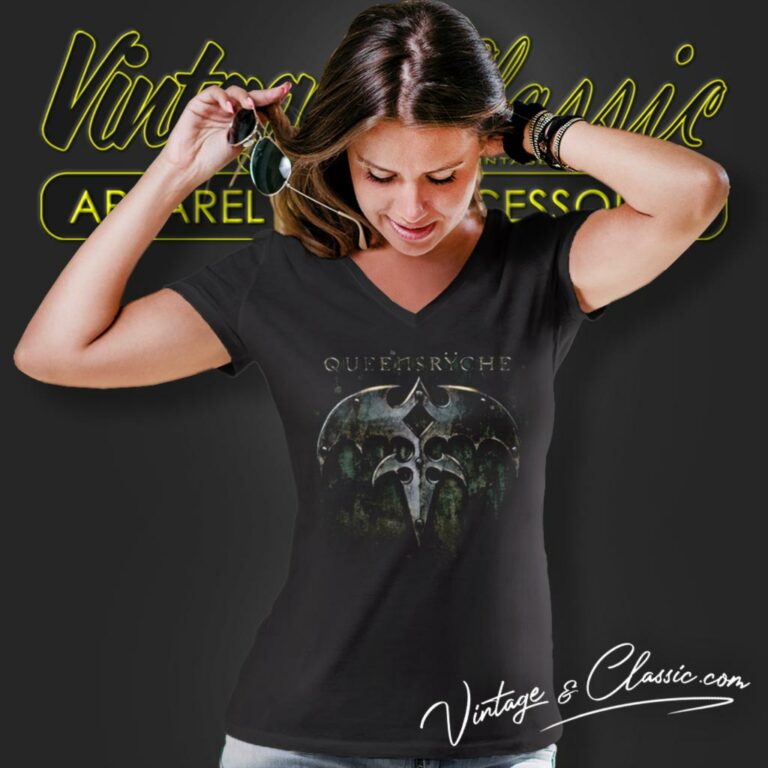 Queensryche Logo Black V Neck TShirt Queensryche Logo Black V Neck TShirt
