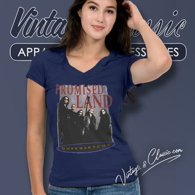Queensryche Promised Land Tour V Neck TShirt Queensryche Promised Land Tour V Neck TShirt