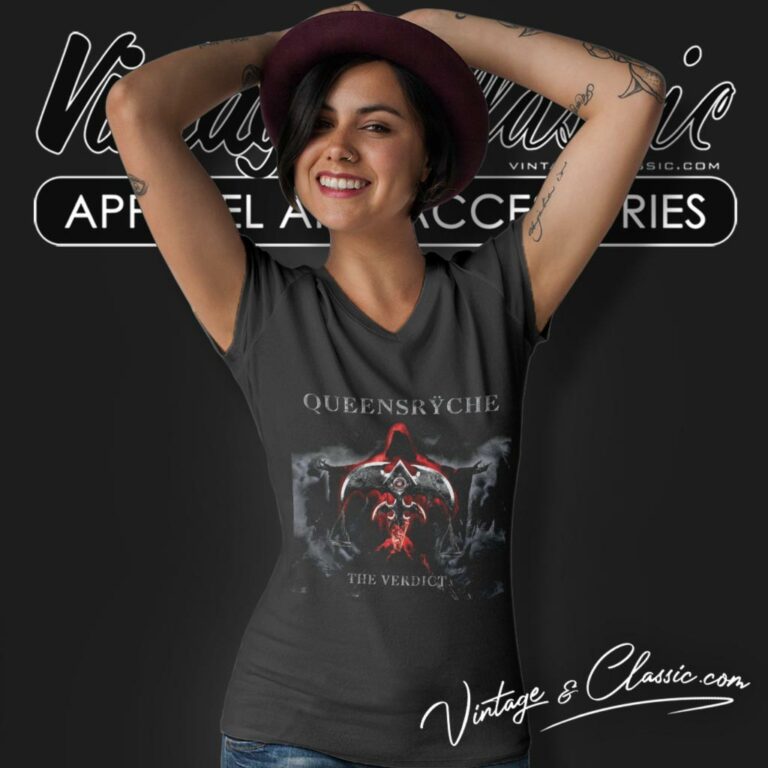 Queensryche The Verdict V Neck TShirt Queensryche The Verdict V Neck TShirt