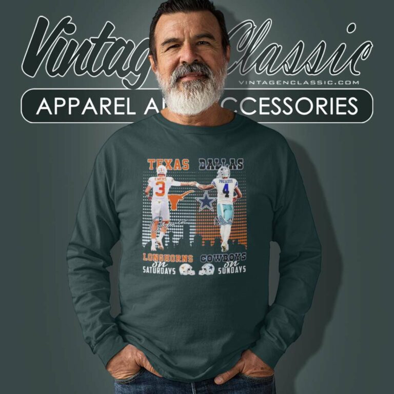 Quinn Ewers Longhorns Dak Prescott Cowboys Long Sleeve Tee Quinn Ewers Longhorns Dak Prescott Cowboys Long Sleeve Tee