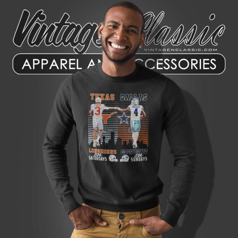 Quinn Ewers Longhorns Dak Prescott Cowboys Sweatshirt Quinn Ewers Longhorns Dak Prescott Cowboys Sweatshirt