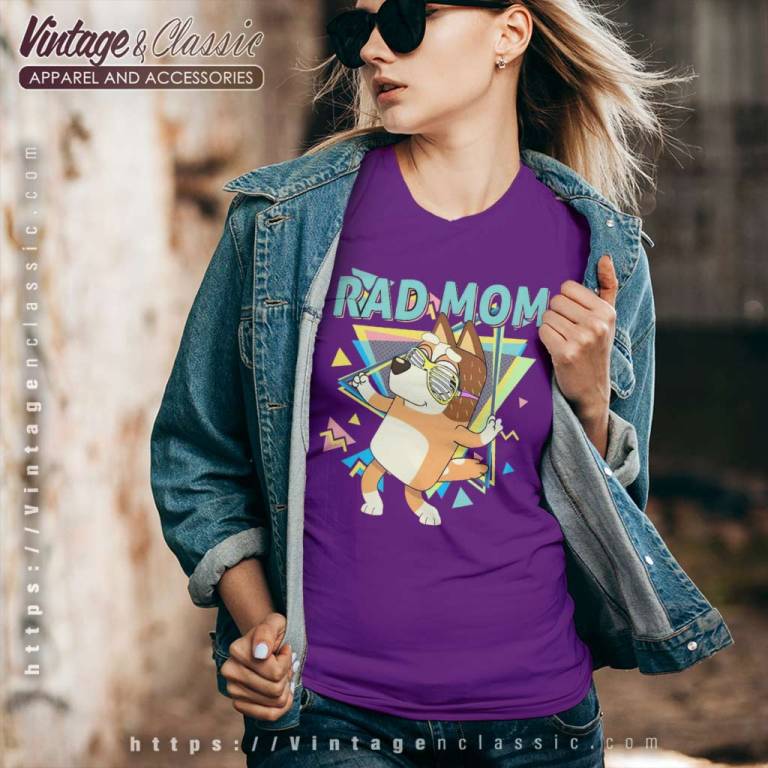 Rad Mom Bluey Shirt Chilli Heeler V Neck TShirt Rad Mom Bluey Shirt Chilli Heeler V Neck TShirt