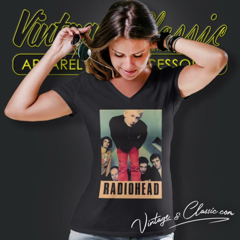 Radiohead Poster V Neck TShirt Radiohead Poster V Neck TShirt