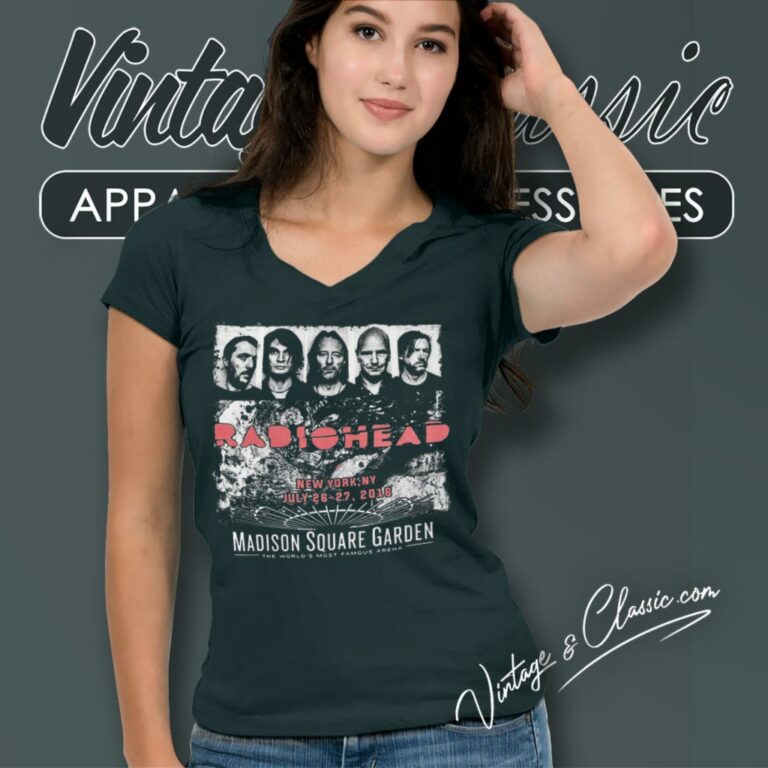 Radiohead Shirt Line Up New York Tour V Neck TShirt Radiohead Shirt Line Up New York Tour V Neck TShirt