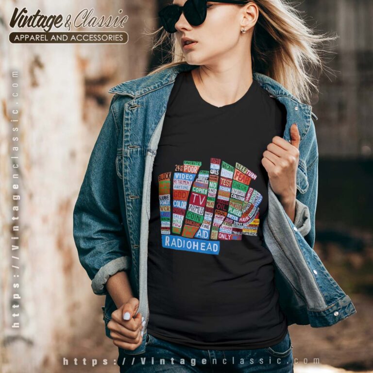 Radiohead T shirt Hail To The Thief Album Vneck 1 Radiohead T shirt Hail To The Thief Album Vneck 1