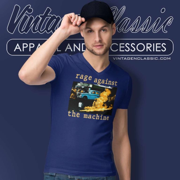 Rage Against The Machine Fire V Neck TShirt Rage Against The Machine Fire V Neck TShirt