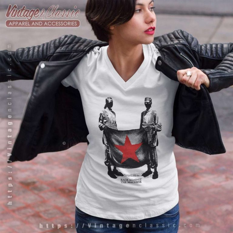 Rage Against The Machine Flagbearer V Neck TShirt Rage Against The Machine Flagbearer V Neck TShirt