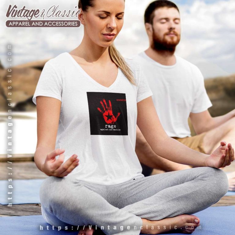 Rage Against The Machine Greatest Hits V Neck TShirt Rage Against The Machine Greatest Hits V Neck TShirt