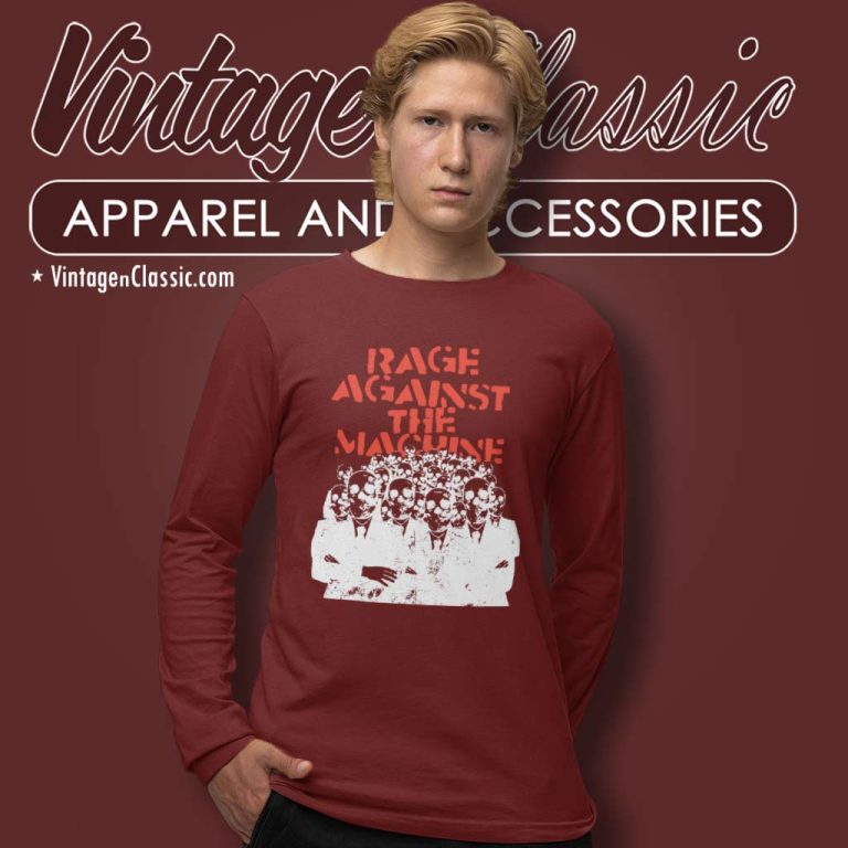 Rage Against The Machine Shirt Crowd Masks Skull Suits Long Sleeve Tee Rage Against The Machine Shirt Crowd Masks Skull Suits Long Sleeve Tee