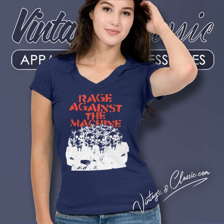 Rage Against The Machine Shirt Crowd Masks Skull Suits V Neck TShirt Rage Against The Machine Shirt Crowd Masks Skull Suits V Neck TShirt