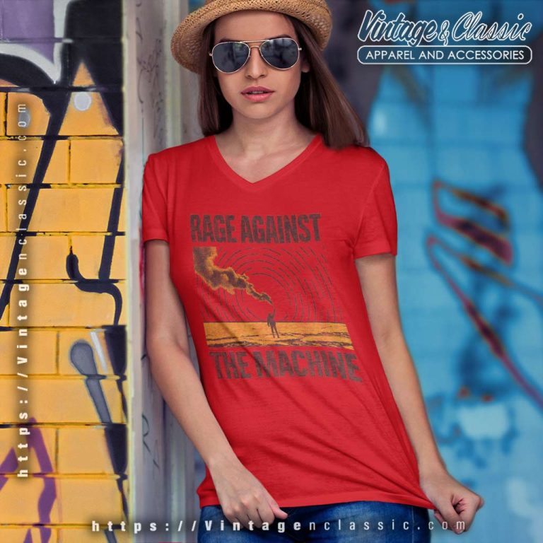 Rage Against The Machine Shirt Smoke Signal V Neck TShirt Rage Against The Machine Shirt Smoke Signal V Neck TShirt