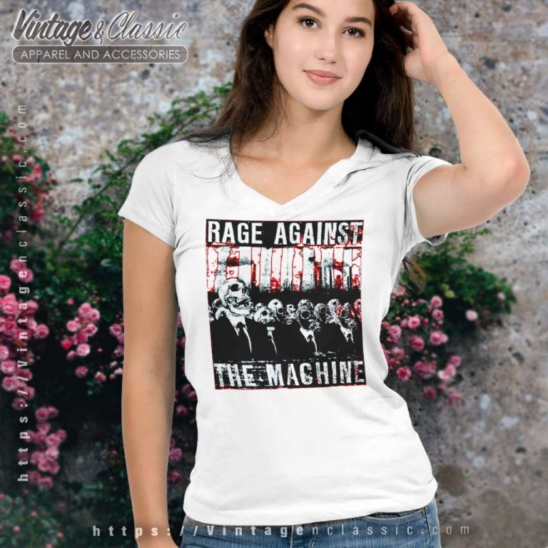 Rage Against The Machine Skull V Neck TShirt Rage Against The Machine Skull V Neck TShirt