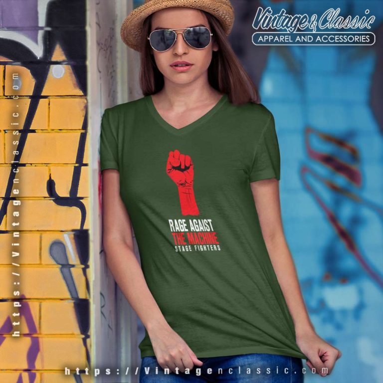Rage Against The Machine Stage Fighters V Neck TShirt Rage Against The Machine Stage Fighters V Neck TShirt