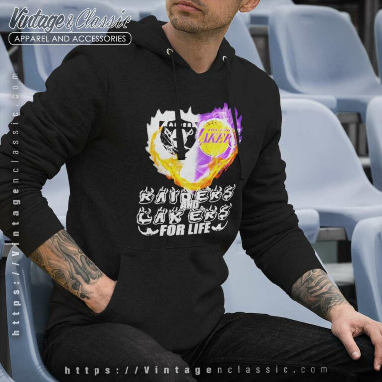 Raiders And Los Angeles Lakers For Life Logo Team Football In My Heart Hoodie Raiders And Los Angeles Lakers For Life Logo Team Football In My Heart Hoodie