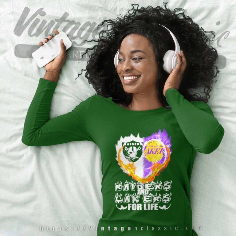 Raiders And Los Angeles Lakers For Life Logo Team Football In My Heart Long Sleeve Tee Raiders And Los Angeles Lakers For Life Logo Team Football In My Heart Long Sleeve Tee