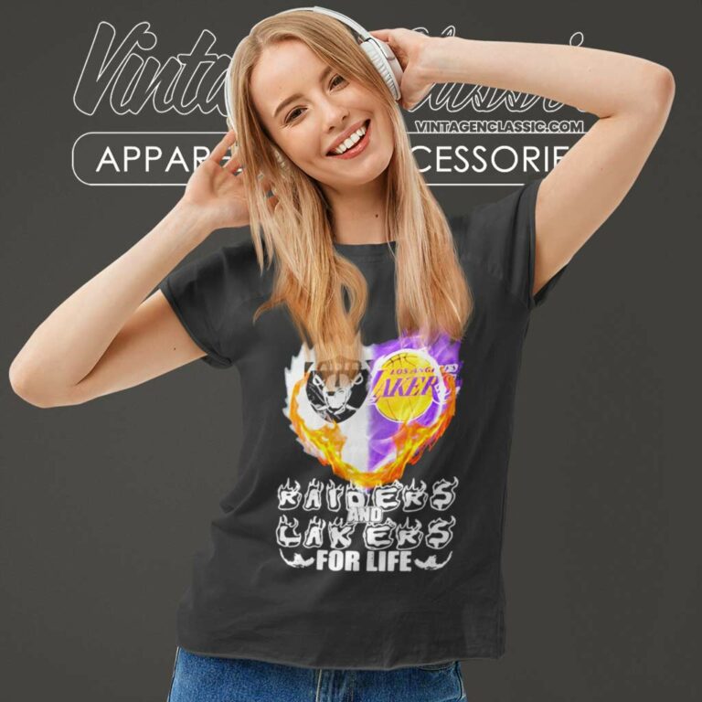 Raiders And Los Angeles Lakers For Life Logo Team Football In My Heart Women TShirt Raiders And Los Angeles Lakers For Life Logo Team Football In My Heart Women TShirt