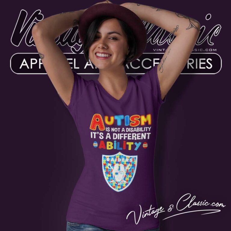 Raiders Autism Is Not A Disability Nfl V Neck TShirt Raiders Autism Is Not A Disability Nfl V Neck TShirt