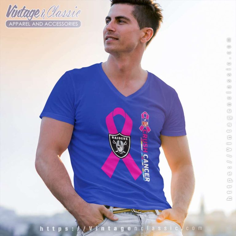 Raiders Nfl Crush Cancer 2023 V Neck TShirt Raiders Nfl Crush Cancer 2023 V Neck TShirt