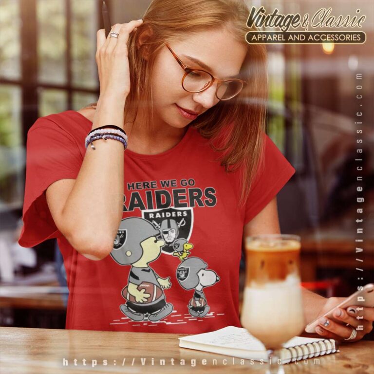 Raiders Snoopy Plays The Football Women TShirt Raiders Snoopy Plays The Football Women TShirt