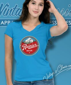 Rainier Beer Mountain Logo V Neck TShirt