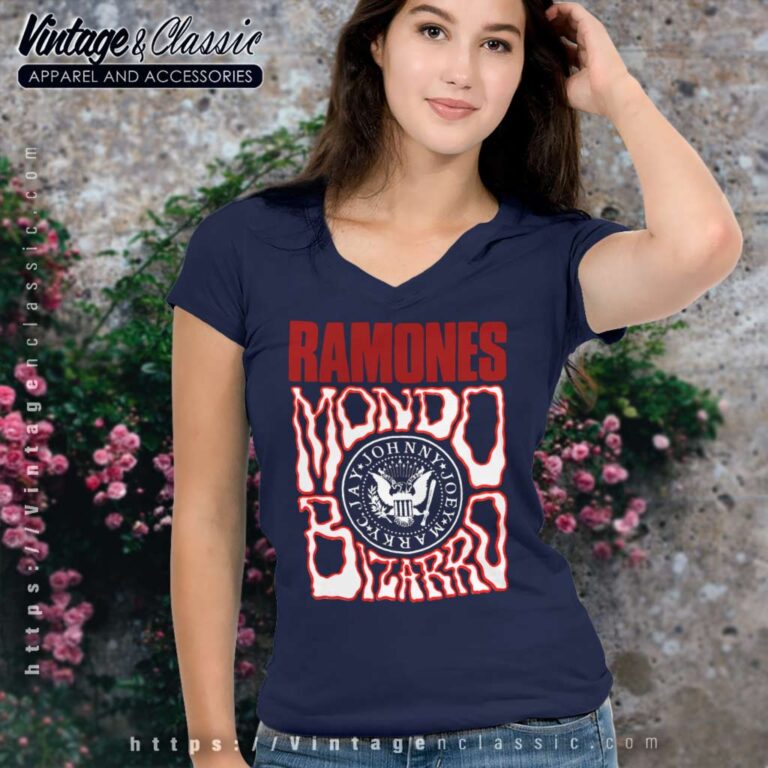 Ramones Mondo Bizarro V Neck TShirt 1 Ramones Mondo Bizarro V Neck TShirt 1