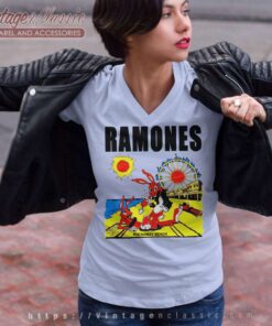 Ramones Rockaway Beach Summer V Neck TShirt