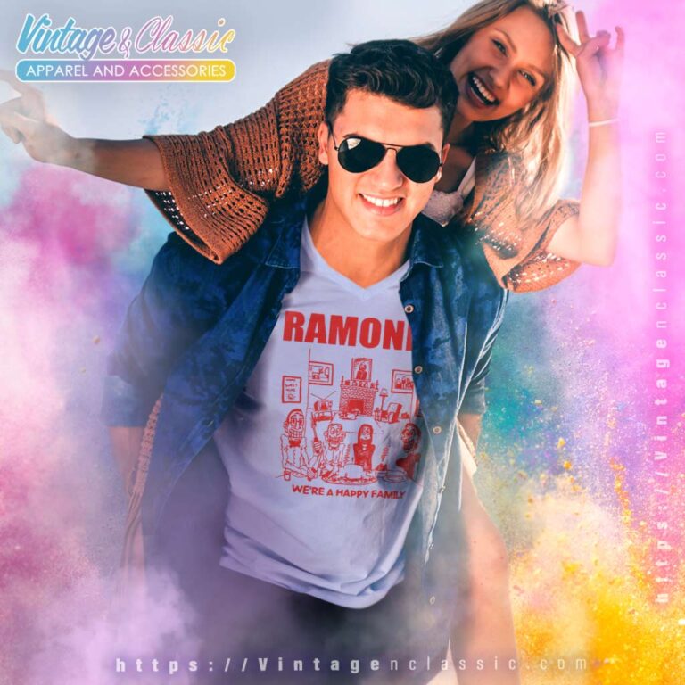 Ramones Shirt We Re A Happy Family Tour V Neck TShirt Ramones Shirt We Re A Happy Family Tour V Neck TShirt