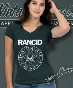 Rancid Crest Logo V Neck TShirt