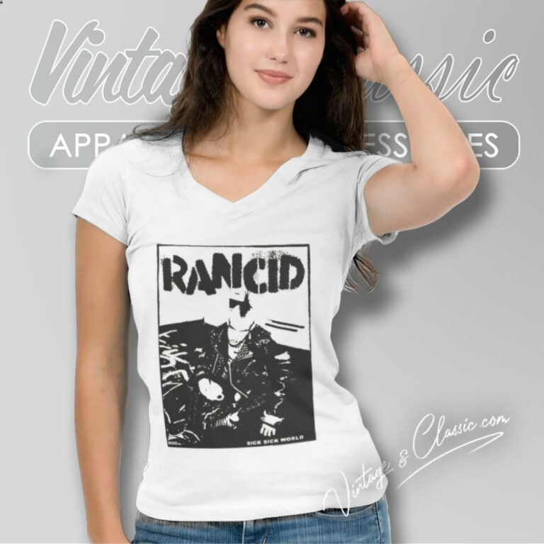 Rancid Sick Sick World V Neck TShirt Rancid Sick Sick World V Neck TShirt