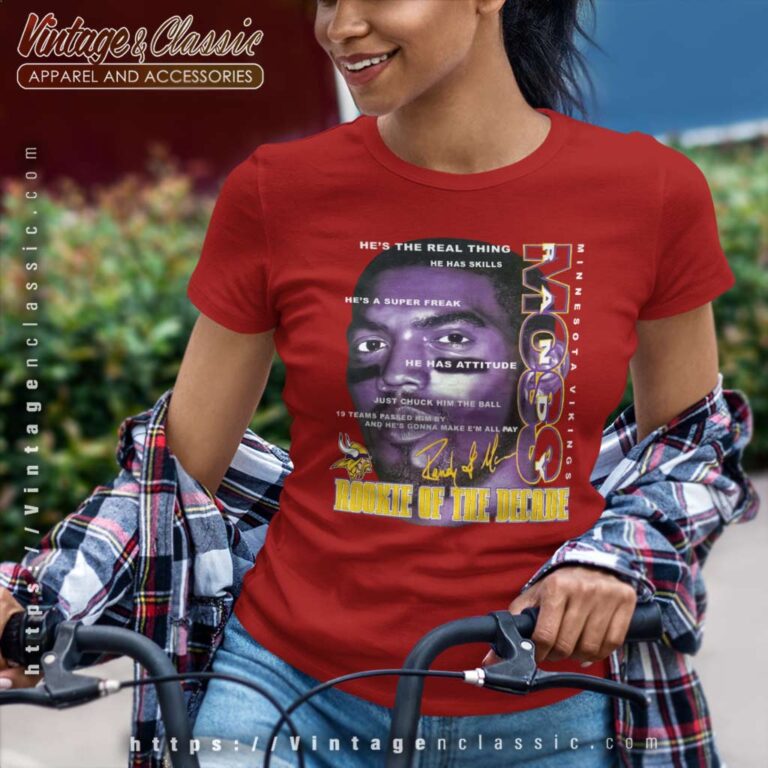 Randy Moss Minnesota Vikings Rookie Of Decade Women TShirt Randy Moss Minnesota Vikings Rookie Of Decade Women TShirt
