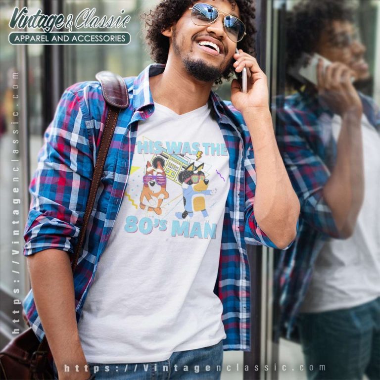 Rap Bluey Dad Bandit And Bingo 80s Theme V Neck TShirt 1 Rap Bluey Dad Bandit And Bingo 80s Theme V Neck TShirt 1