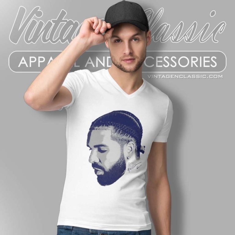 Rapper Drake Jumbo Face Rare Hip Hop Signature V Neck TShirt Rapper Drake Jumbo Face Rare Hip Hop Signature V Neck TShirt