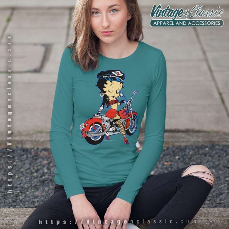 Rare 90s Betty Boop Vintage Motorcycle Long Sleeve Tee Rare 90s Betty Boop Vintage Motorcycle Long Sleeve Tee