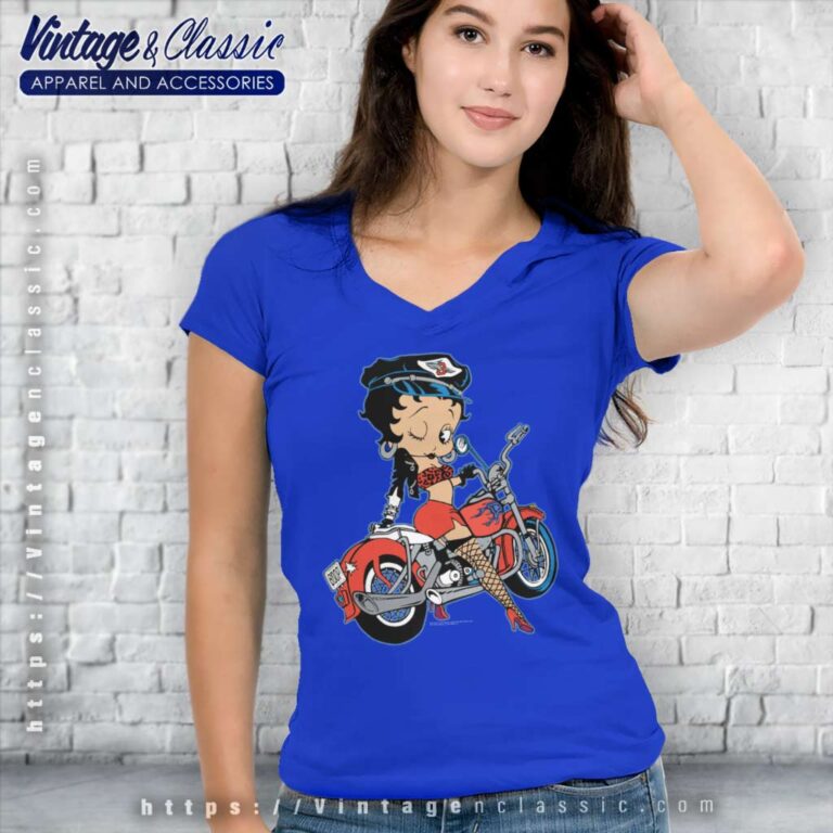 Rare 90s Betty Boop Vintage Motorcycle V Neck TShirt Rare 90s Betty Boop Vintage Motorcycle V Neck TShirt