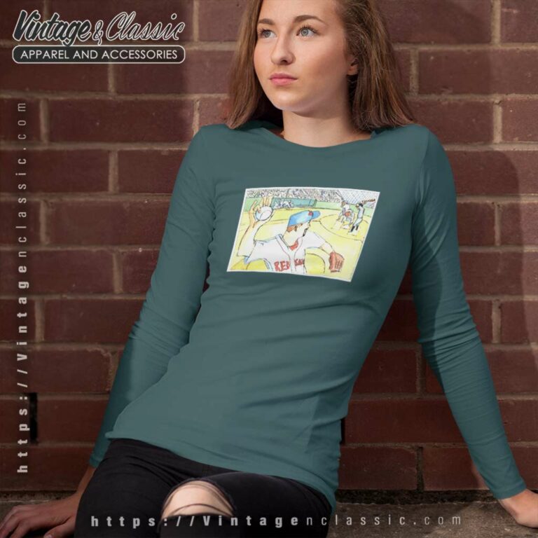 Rare Tim Wakefield Cartoon Long Sleeve Tee Rare Tim Wakefield Cartoon Long Sleeve Tee